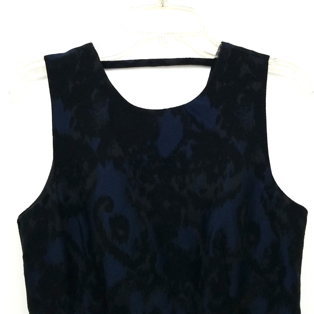 H&M Blue & Black Fitted Tapestry Design Cocktail Dress - Picture 3 of 8